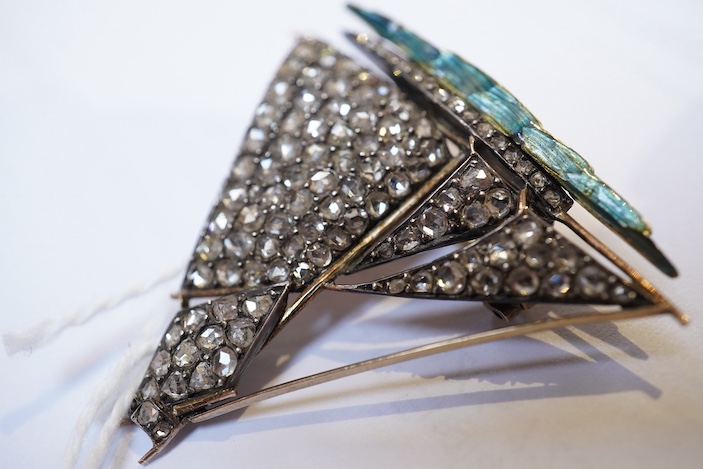 An enamel and diamond novelty brooch, early 20th century